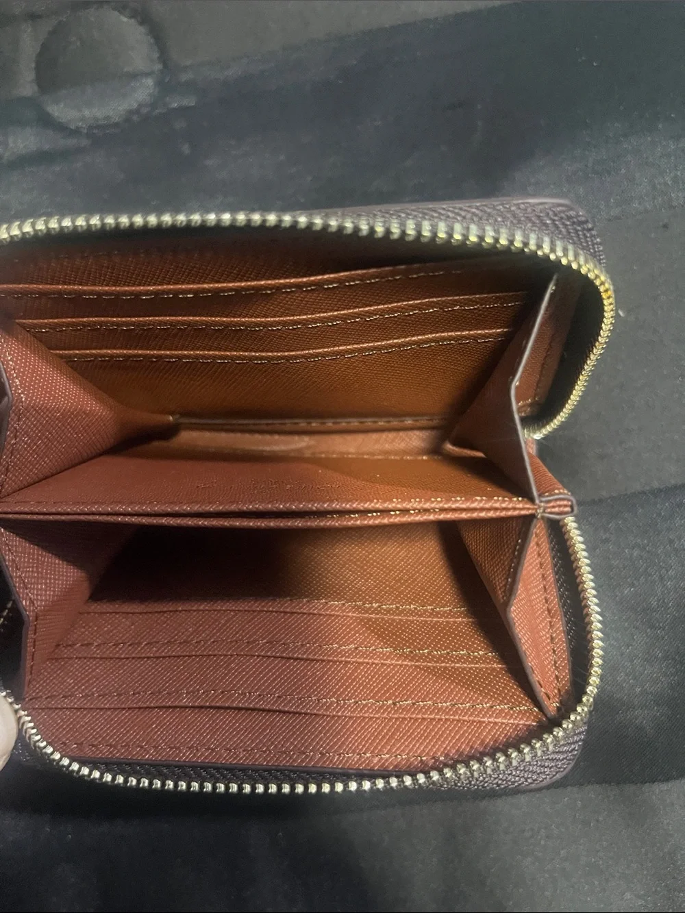 Classic Check Zip-Around Card Wallet - Brown